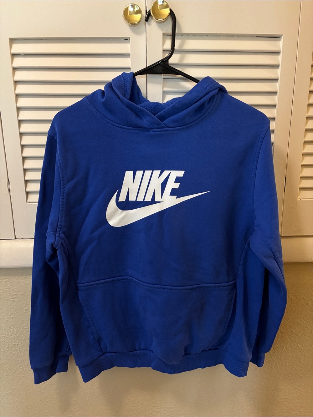 Nike Boy’s Blue Crewneck Hoodie with White Swoosh